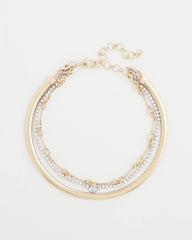 Mixed Metal Link Triple-Strand Necklace Mixed Metals - Chico's
