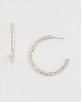 Silvertone Textured Hoop Earrings Silver - Chico's
