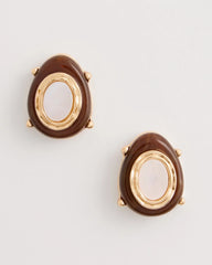 Genuine River Shell Stud Earrings Brown - Chico's