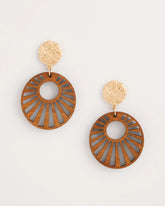 Wood Carved Sun Drop Earrings Brown - Chico's