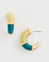 Goldtone Two-Tone Threaded Hoop Earrings Green - Chico's