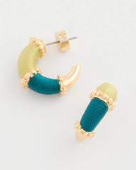Goldtone Two-Tone Threaded Hoop Earrings Green - Chico's