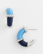 Silvertone Two-Tone Threaded Hoop Earrings Blue Multi - Chico's