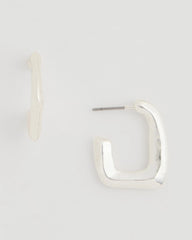 Mini Silvertone Square Earrings Silver - Chico's