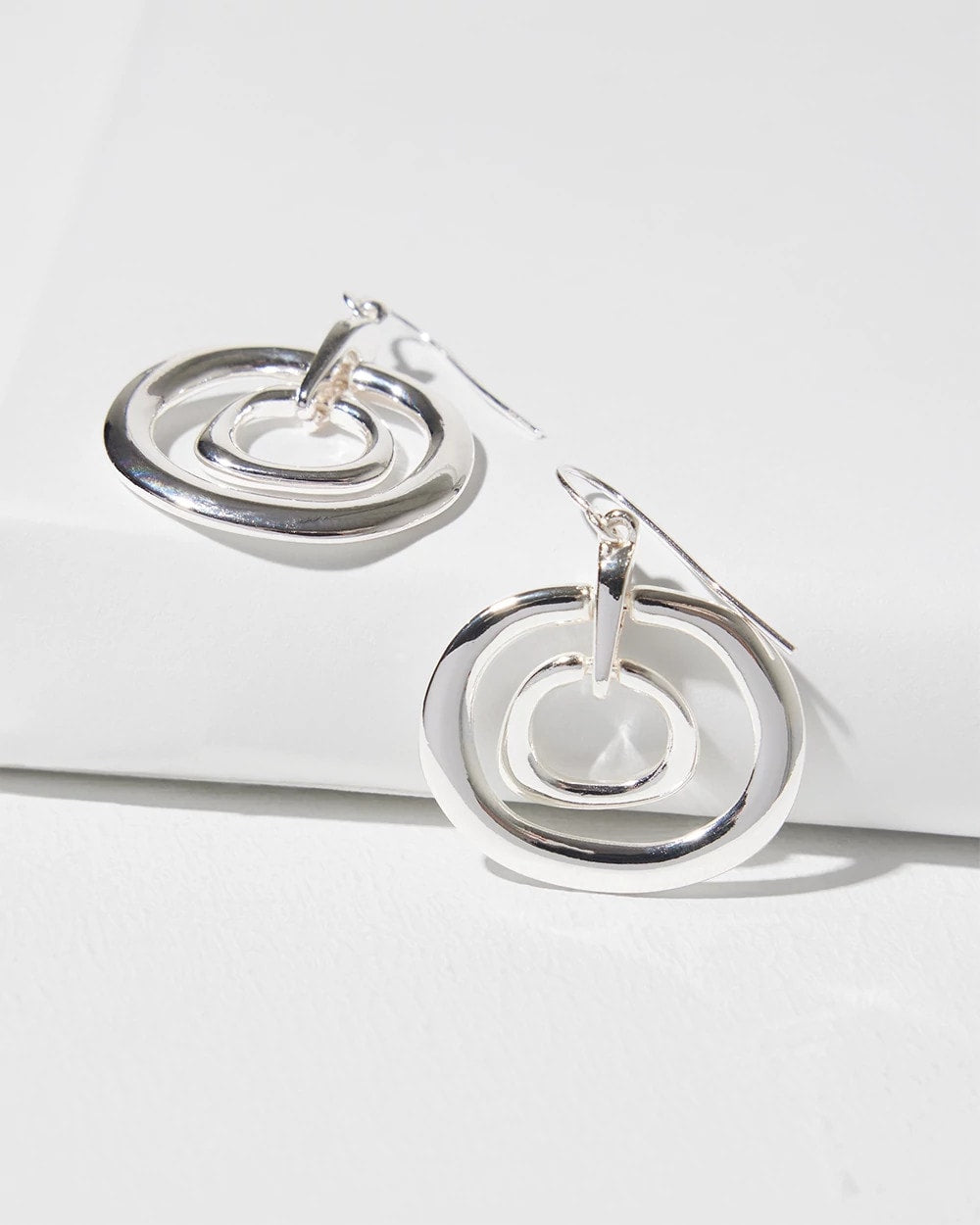 Silver Tone Drop Pendant Earrings Silver - Chico's