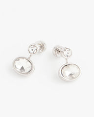 Silvertone Bezel Stud Earrings Silver - Chico's