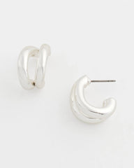 Silver Double Mini Hoop Earrings Silver - Chico's