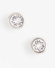 Silver Tone Crystal Stud Earrings Silver - Chico's