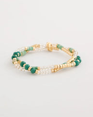 Genuine Howlite Beaded Stretch Bracelet Green - Chico's
