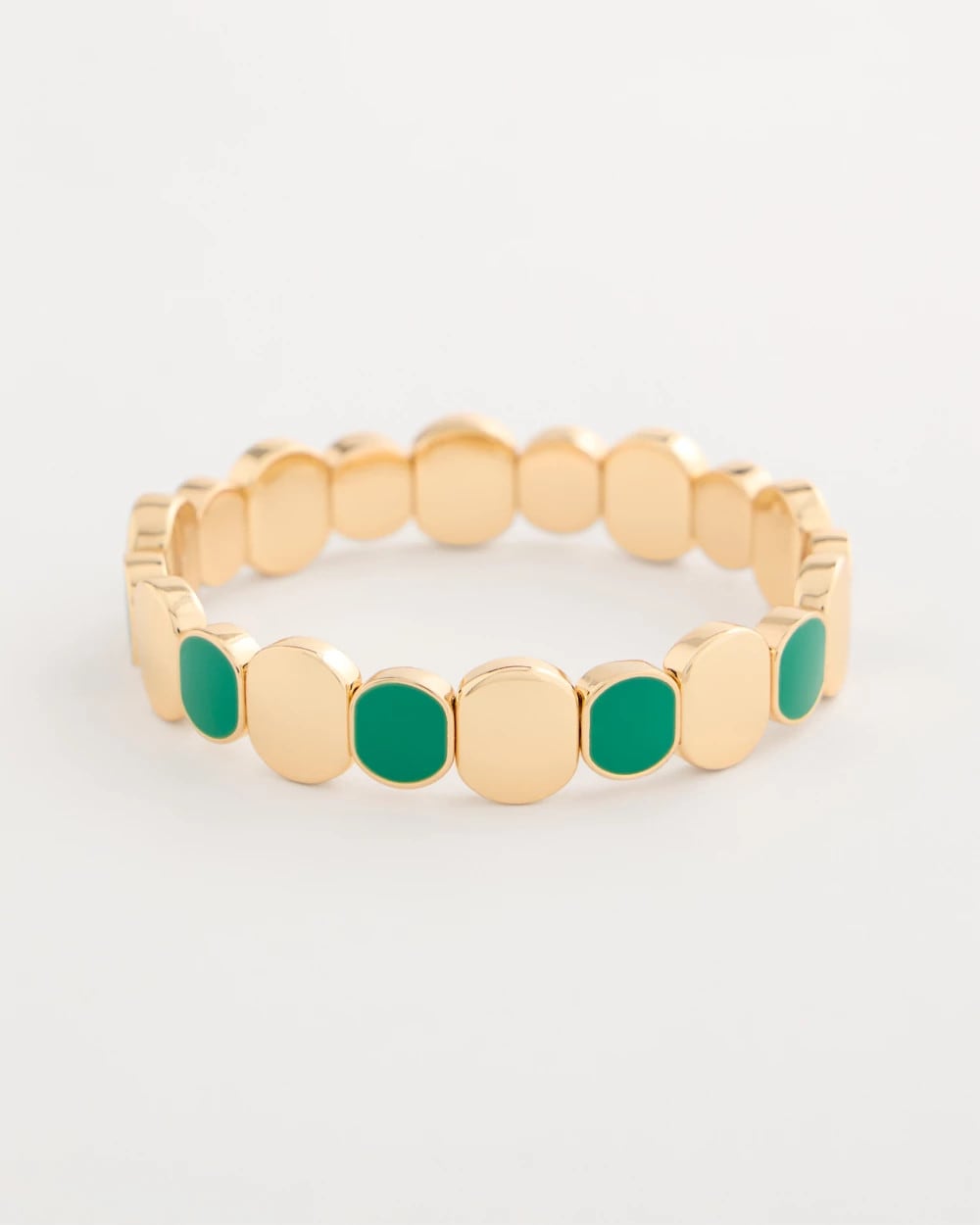 Green Goldtone Glam Stretch Bracelet Green - Chico's