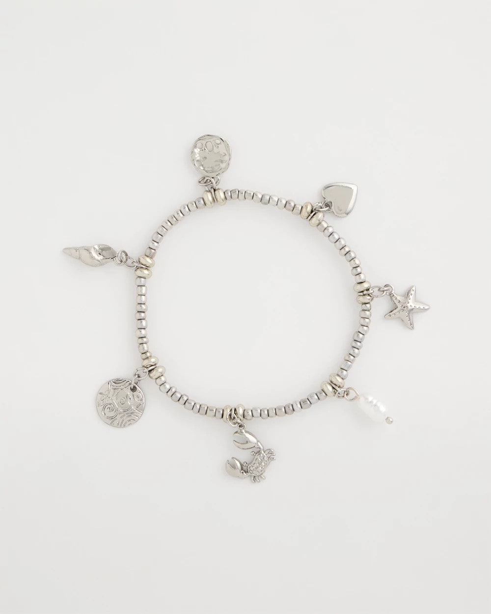 Beachy Silvertone Stretch Charm Bracelet Silver - Chico's