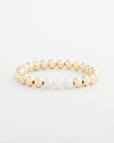 Goldtone Bead Stretch Bracelet Pearl - Chico's