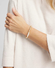 Goldtone Bead Stretch Bracelet Pearl - Chico's
