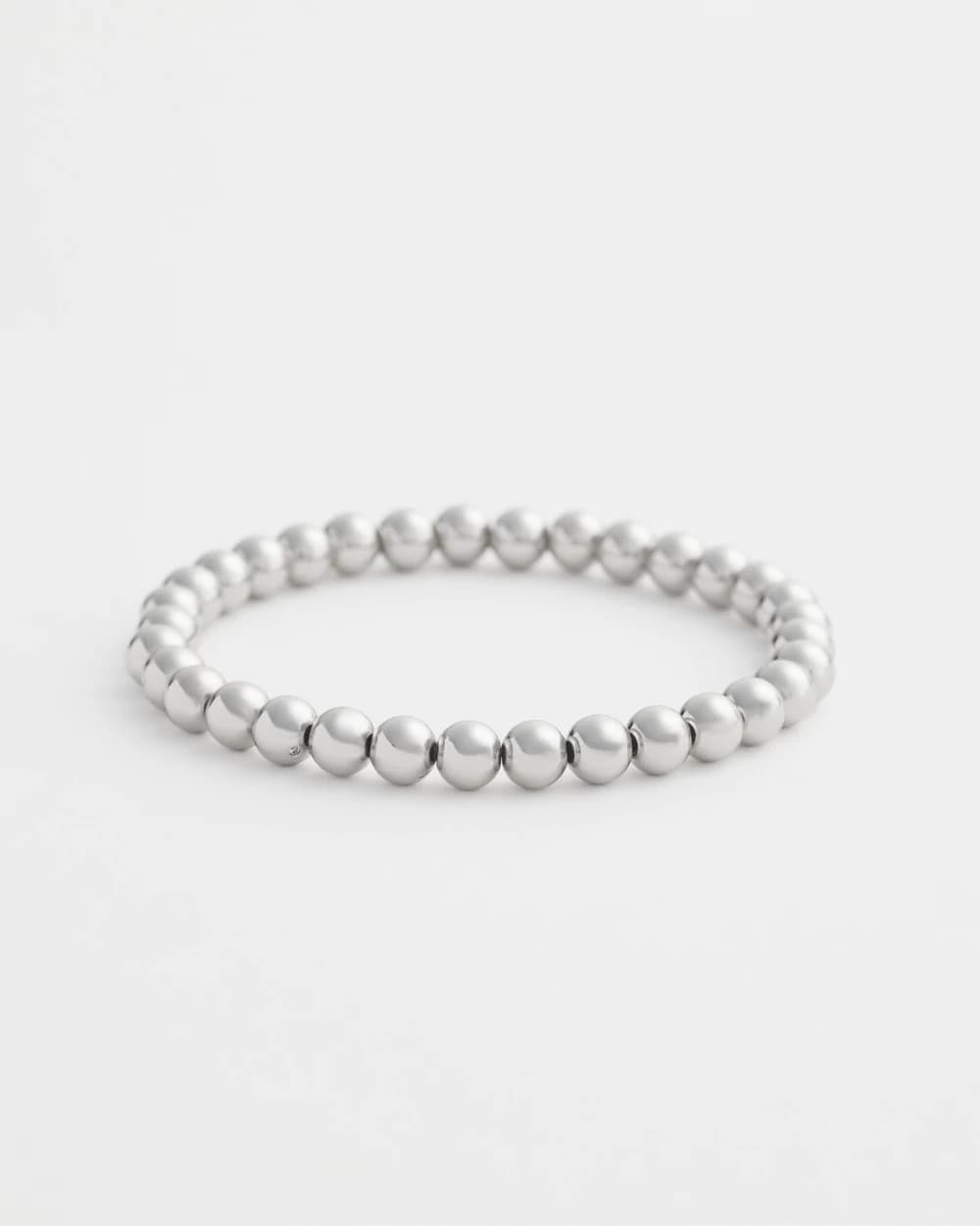 Small Beaded Silver Tone Stretch Bracelet Silver - Chico's
