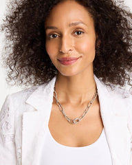 Silvertone Charm Link Necklace Silver - Chico's