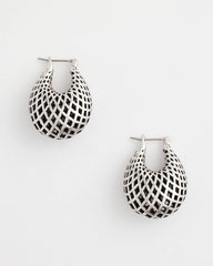 Silver Lattice Puff Hoop Earrings Silver - Chico's