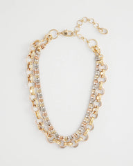 Convertible Tri-Tone Short Necklace Mixed Metals - Chico's