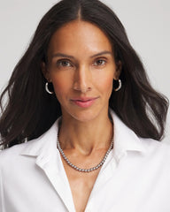 Silvertone Beaded Necklace Silver - Chico's