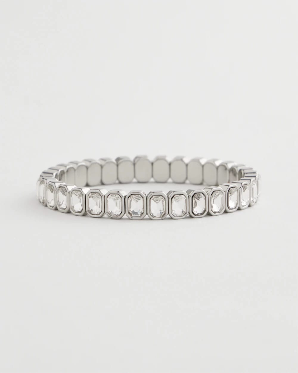 Silver Bezel Set Stretch Tennis Bracelet Silver - Chico's