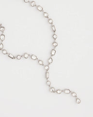 Bezel Set Silvertone Y-Necklace Silver - Chico's