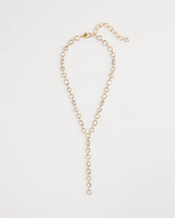 Bezel Set Goldtone Y-Necklace Gold - Chico's