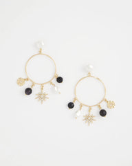 Starry Night Charm Hoop Earrings Gold - Chico's