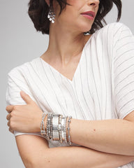 Silver Tone Stretch Watchband Bracelet Silver - Chico's