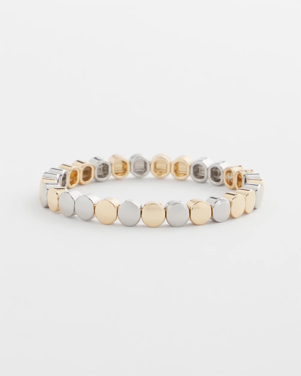 Silver & Gold Tone Round Stretch Bracelet Mixed Metals - Chico's