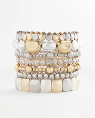 Silver & Gold Tone Round Stretch Bracelet Mixed Metals - Chico's
