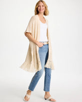 Long Knit Fringe Ruana Cream - Chico's