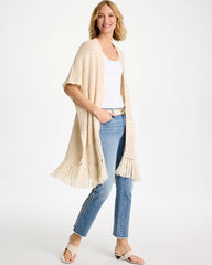 Long Knit Fringe Ruana Cream - Chico's