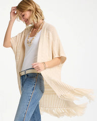 Long Knit Fringe Ruana Cream - Chico's