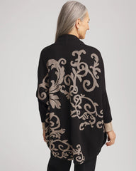 Ottoman Jacquard Cocoon Cardigan Black - Chico's