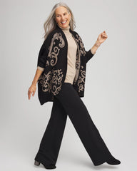 Ottoman Jacquard Cocoon Cardigan Black - Chico's