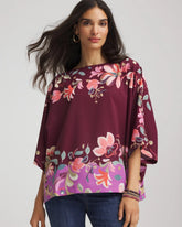 Printed Boatneck Pullover Poncho Deep Chianti - Chico's