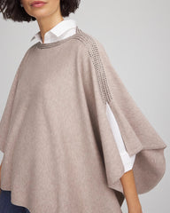 Rhinestone Embellished Poncho Light Taupe Heather - Chico's