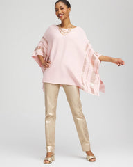 Sequin Striped Sweater Poncho Blushed - Chico's