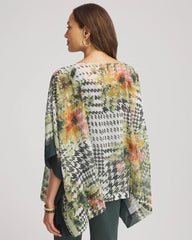 Printed Crinkle-Chiffon Pullover Poncho Nettle Leaf - Chico's