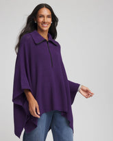 Rhinestone Zip-Collar Sweater Poncho Purple Elixir - Chico's