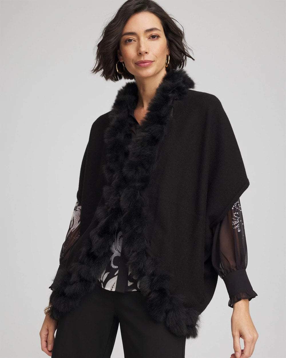Faux Fur Cocoon Black - Chico's