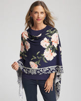 Asymmetrical Convertible Sweater Poncho Passport Blue - Chico's