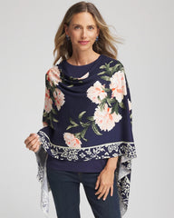 Asymmetrical Convertible Sweater Poncho Passport Blue - Chico's