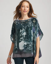 Velvet Burnout Passion Poncho Striking Teal - Chico's
