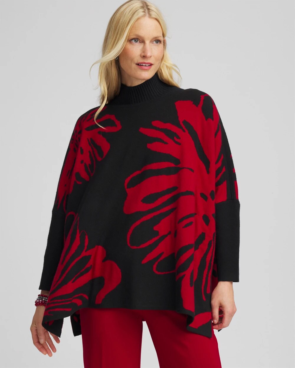 Floral Poncho Black - Chico's