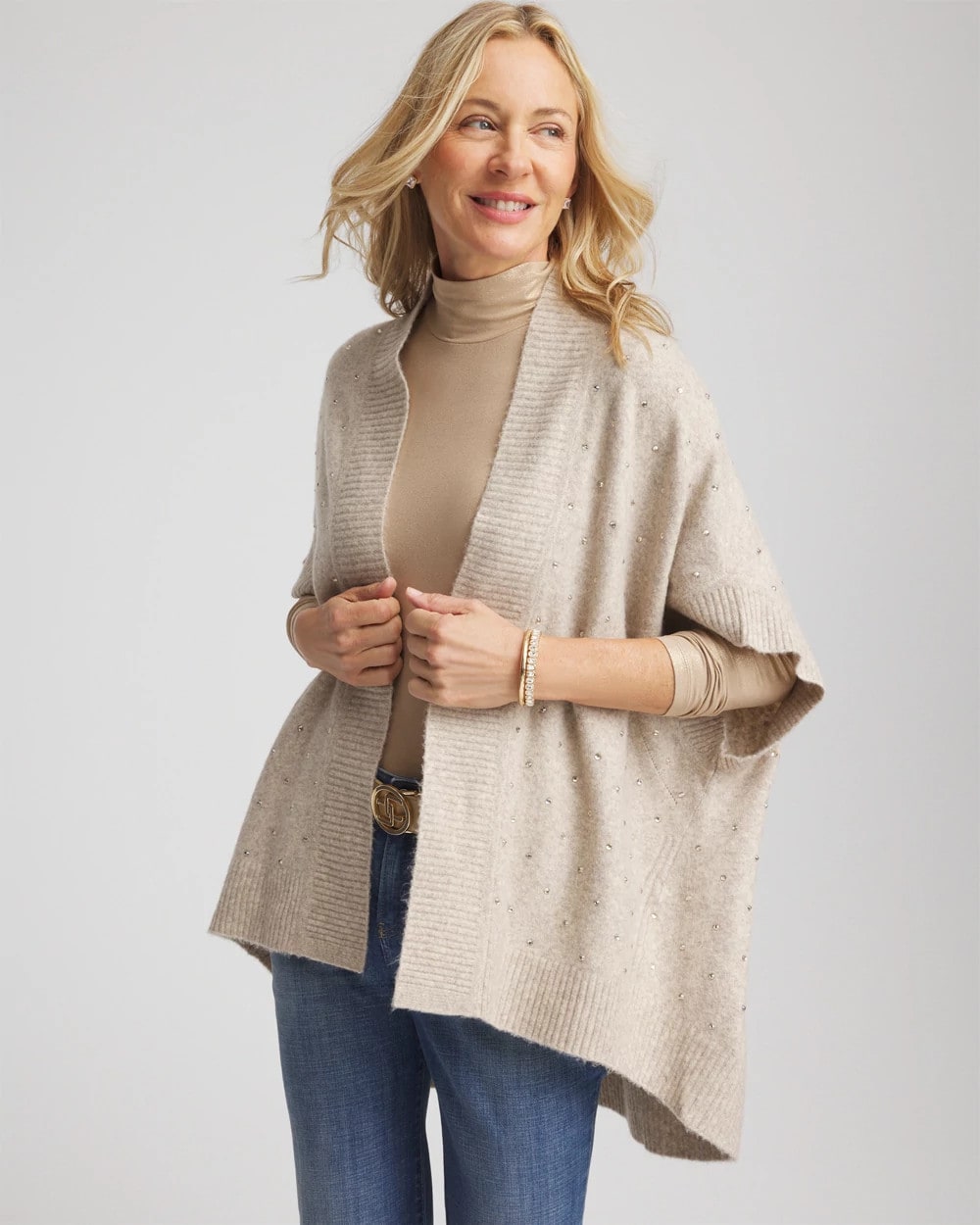 Embellished Cocoon Ruana Neutral - Chico's