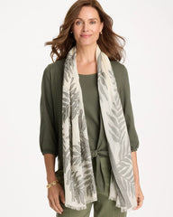 Palm Embroidered Oblong Scarf White - Chico's