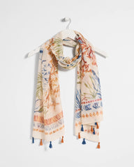 Sea Life Tassel Oblong Scarf Olive - Chico's