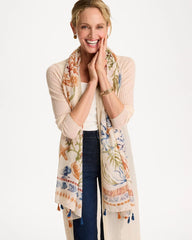 Sea Life Tassel Oblong Scarf Olive - Chico's