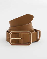 Cognac Enamel Buckle Trouser Belt Brown - Chico's