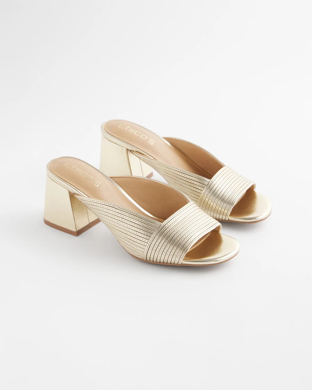 Vinia Metallic Rope Block Heels Gold - Chico's